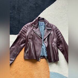 GAP Women's Oxblood Leather Jacket w/ Denim Lining 🎯
